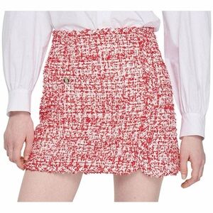 NWT Sandro Red and White Tweed Mini Skirt